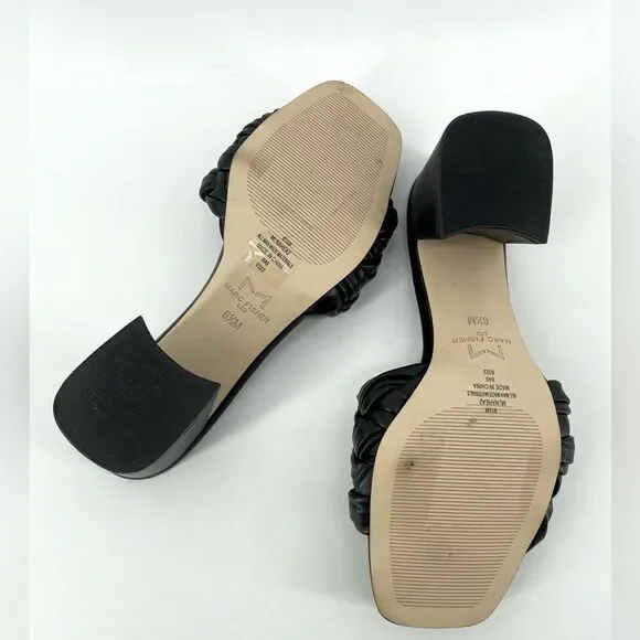 Marc Fisher LTD Nahea 2 Women’s Black Leather Block Heel Sandals Size 6.5 - Picture 7 of 8